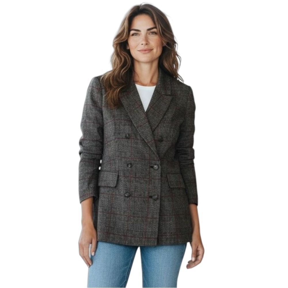 NWOT CeCe gray red Plaid Blazer suit jacket size 8